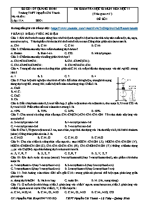 Đề kiểm tra học kỳ môn Hóa học Lớp 11 - Đề số 1 - Trường THPT Lê Thủy